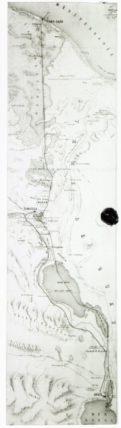 Map of the Suez Canal, c.1869 by French School